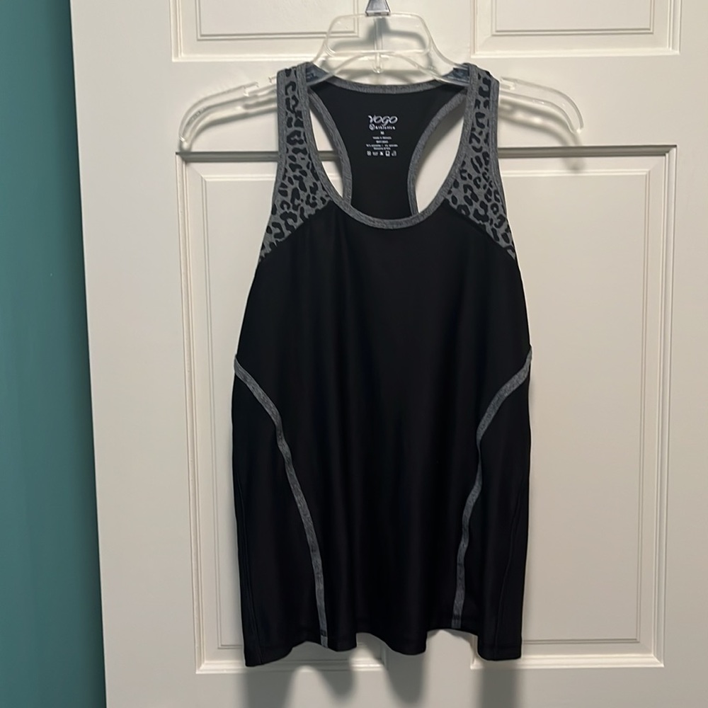 Black and Gray Racerback Cheetah Print workout top